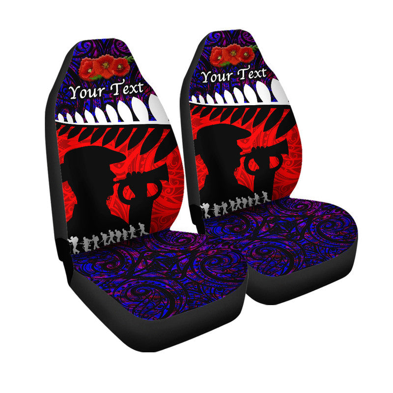 (Custom Personalised) New Zealand Maori ANZAC Car Seat Cover Remembrance Soldier Purple