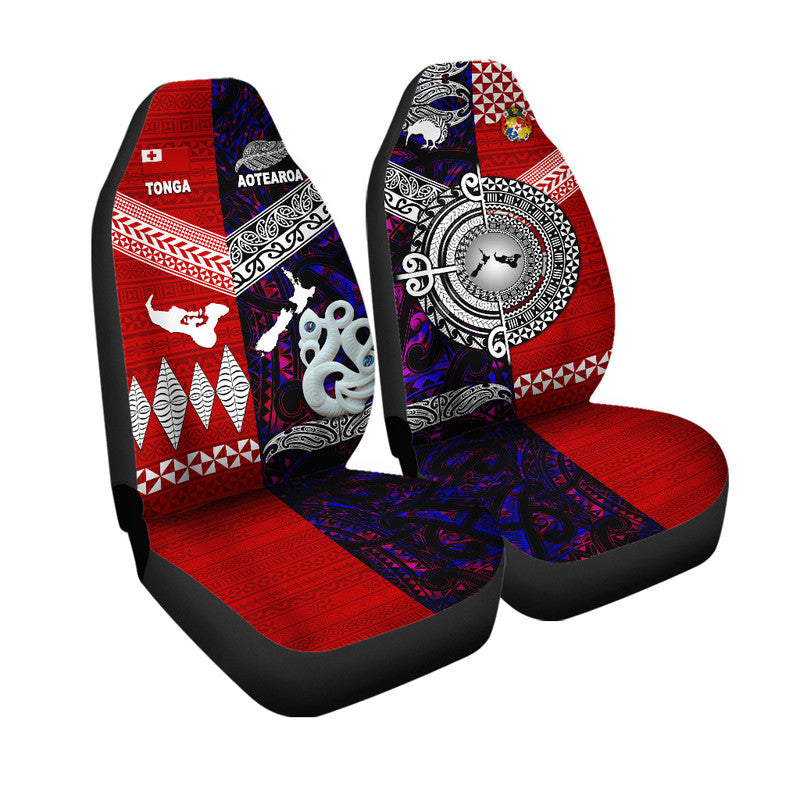 New Zealand And Tonga Car Seat Cover Together Purple