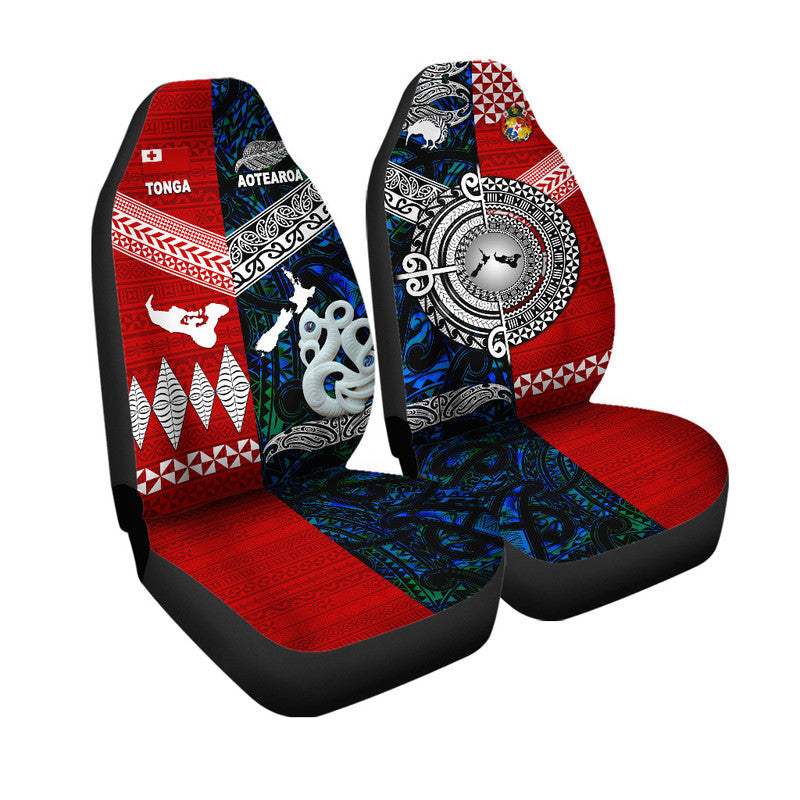 New Zealand And Tonga Car Seat Cover Together Blue