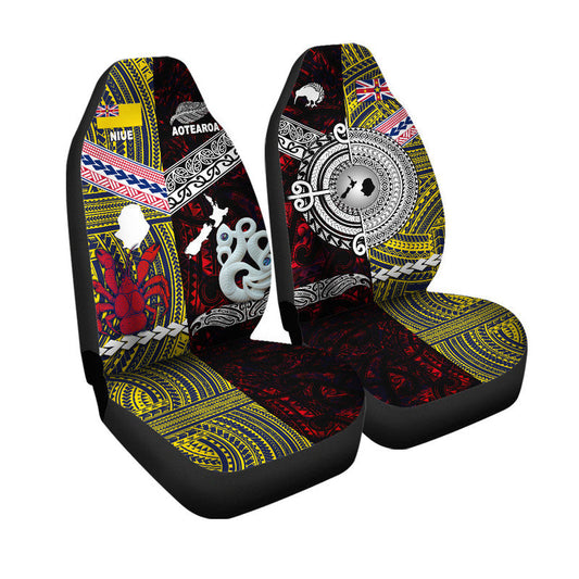 New Zealand And Niue Car Seat Cover Together Red