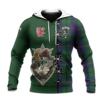 Printivon Carmichael Tartan Hoodie Lion Rampant And Celtic Thistle Style