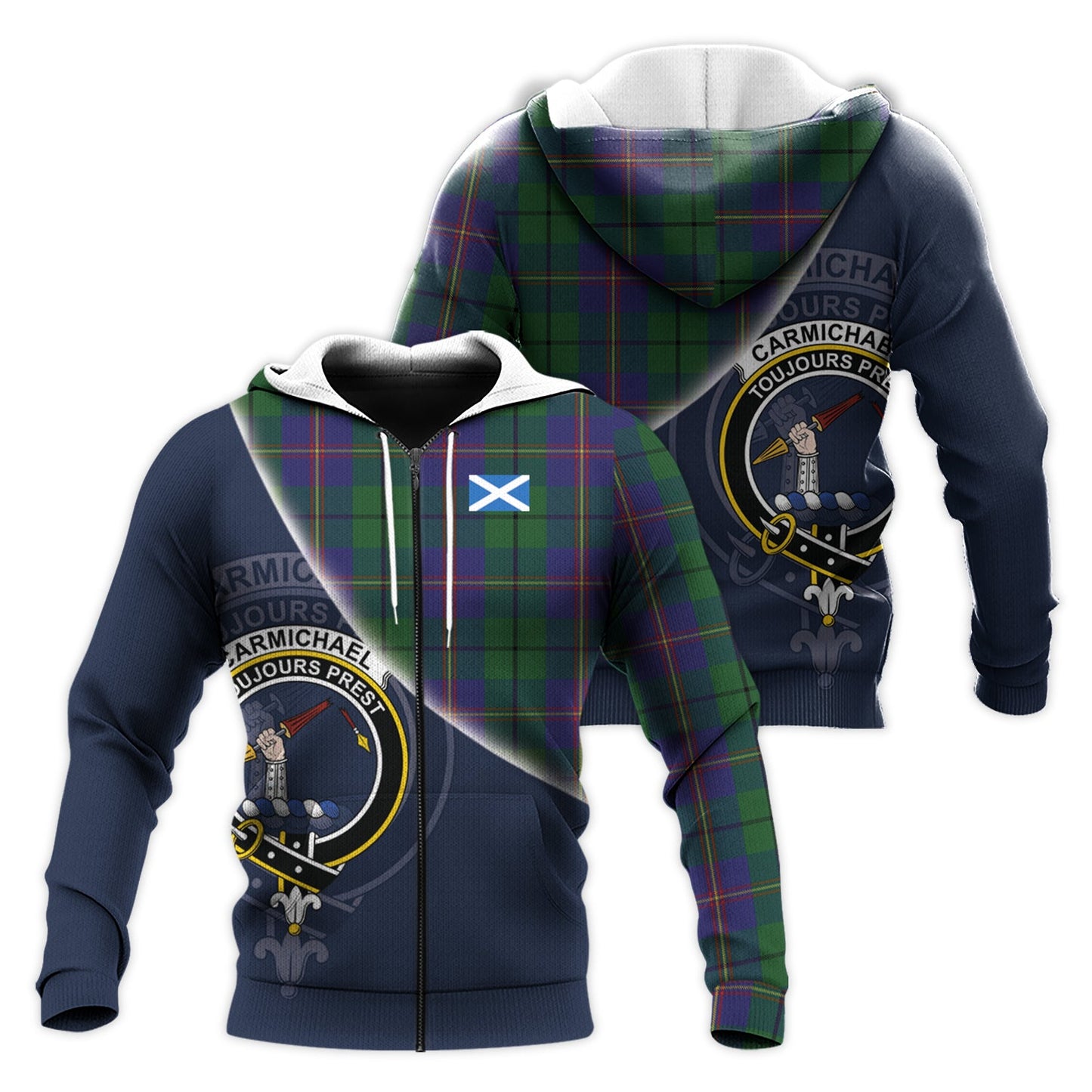 Printivon Carmichael Tartan Scottish Crest Hoodie