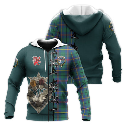Printivon Carmichael Ancient Tartan Hoodie Lion Rampant And Celtic Thistle Style