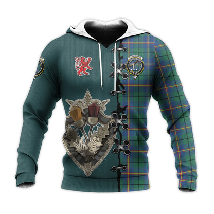 Printivon Carmichael Ancient Tartan Hoodie Lion Rampant And Celtic Thistle Style