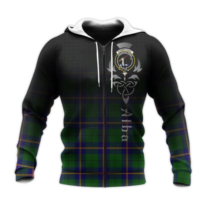 Printivon Carmichael Modern Tartan Crest Alba Celtic Hoodie