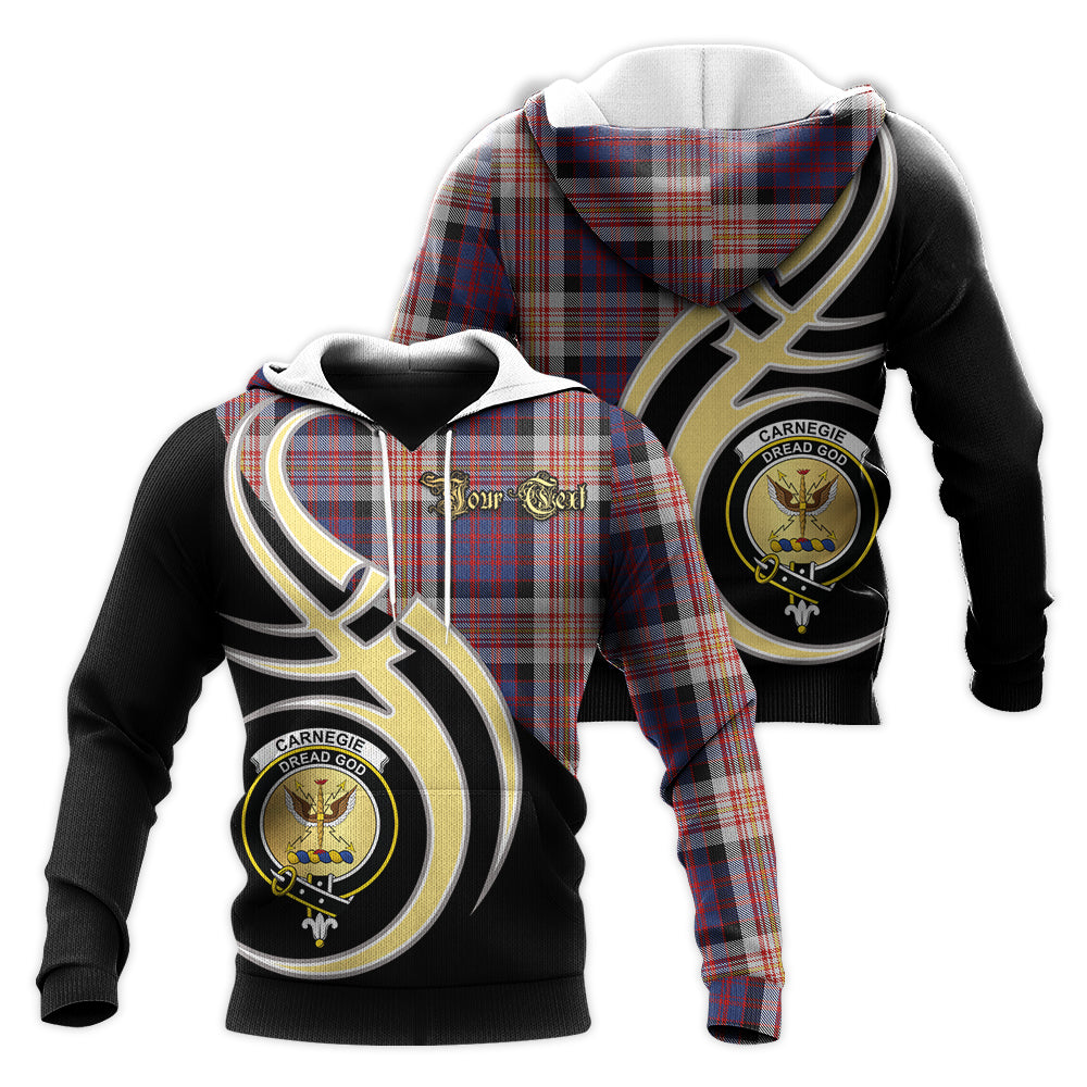 Printivon Carnegie Clan Believe In Me Crest Tartan Knitted Hoodie Custom Your Text