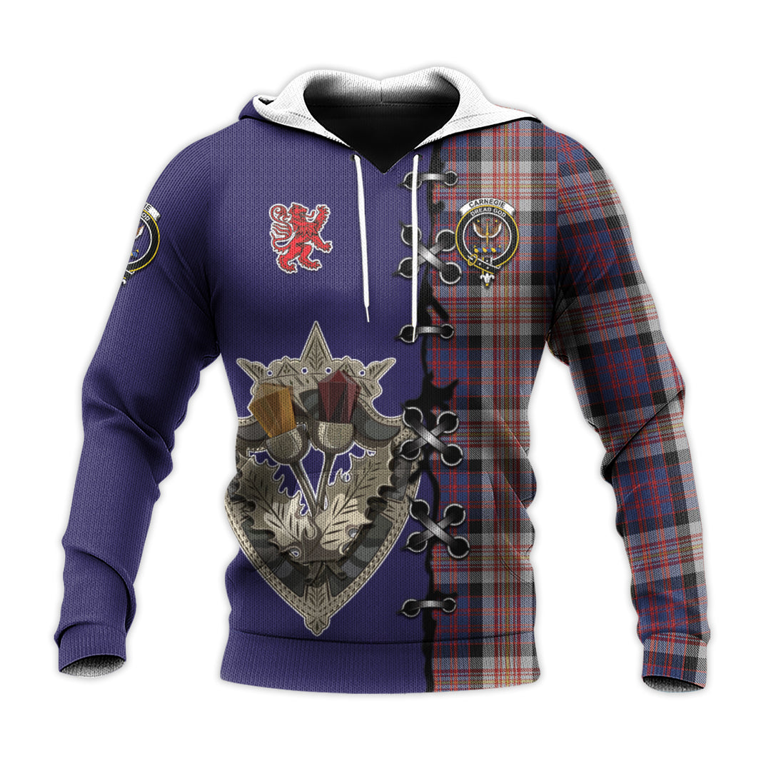 Printivon Carnegie Tartan Hoodie Lion Rampant And Celtic Thistle Style