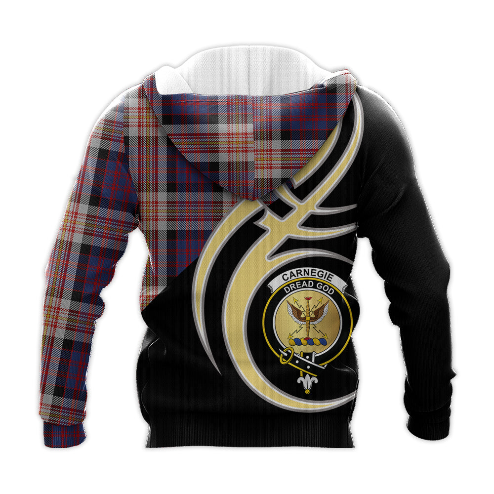 Printivon Carnegie Clan Believe In Me Crest Tartan Knitted Hoodie Custom Your Text