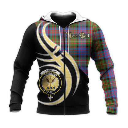 Printivon Carnegie Ancient Clan Believe In Me Crest Tartan Knitted Hoodie Custom Your Text