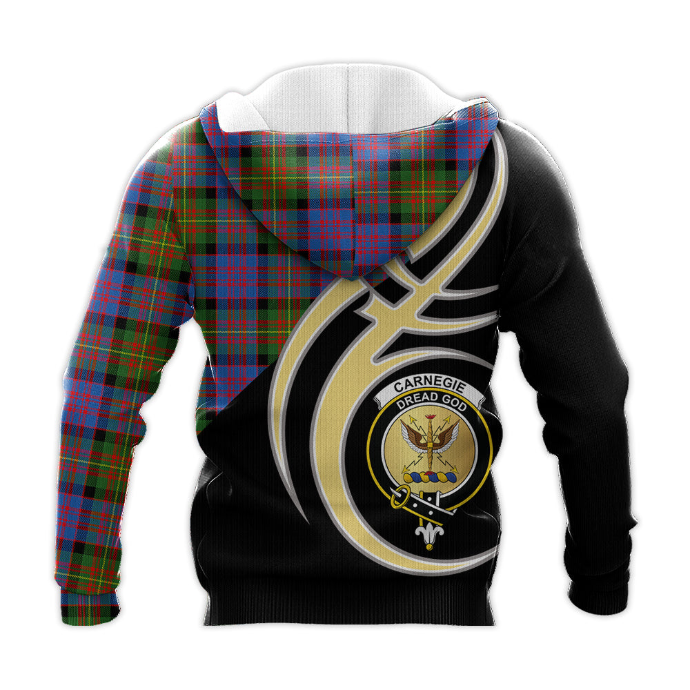 Printivon Carnegie Ancient Clan Believe In Me Crest Tartan Knitted Hoodie Custom Your Text