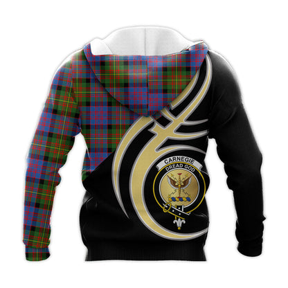 Printivon Carnegie Ancient Clan Believe In Me Crest Tartan Knitted Hoodie Custom Your Text