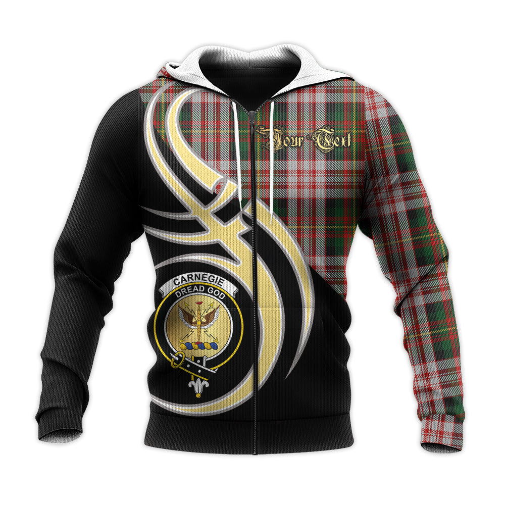 Printivon Carnegie Dress Clan Believe In Me Crest Tartan Knitted Hoodie Custom Your Text