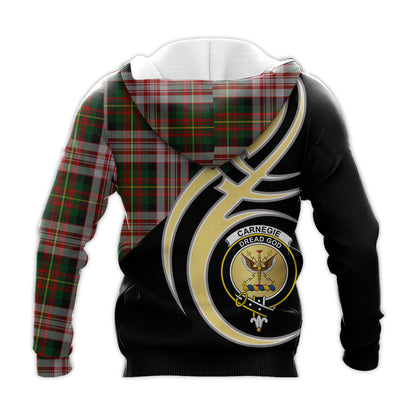 Printivon Carnegie Dress Clan Believe In Me Crest Tartan Knitted Hoodie Custom Your Text