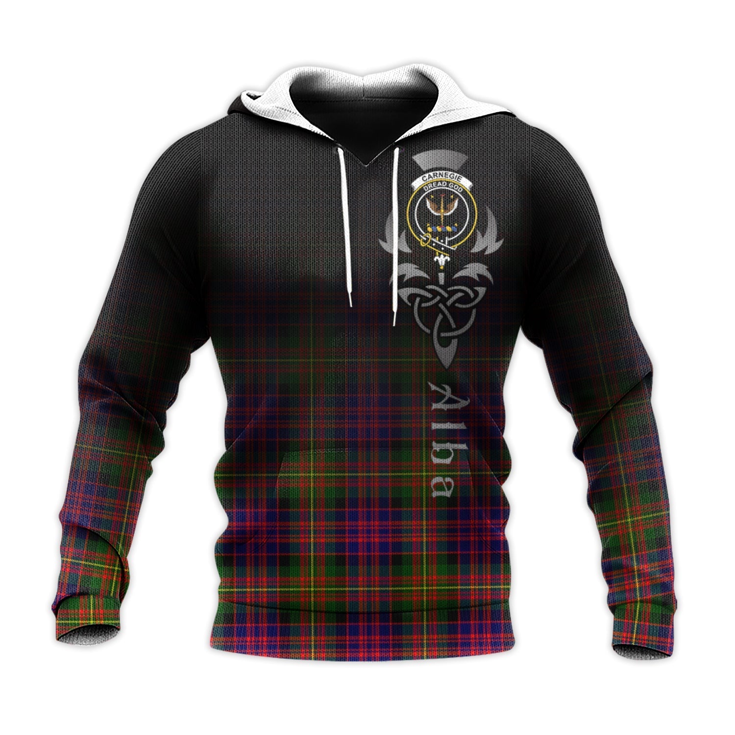 Printivon Carnegie Modern Tartan Crest Alba Celtic Hoodie