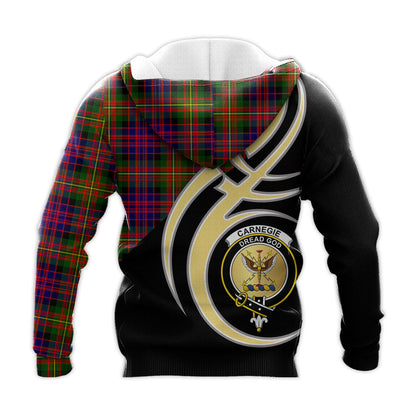 Printivon Carnegie Modern Clan Believe In Me Crest Tartan Knitted Hoodie Custom Your Text