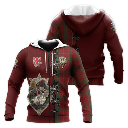 Printivon Carruthers Tartan Hoodie Lion Rampant And Celtic Thistle Style