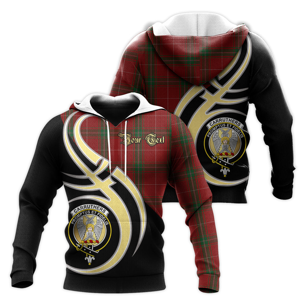 Printivon Carruthers Clan Believe In Me Crest Tartan Knitted Hoodie Custom Your Text
