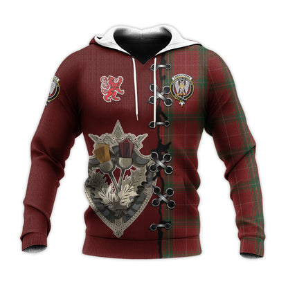 Printivon Carruthers Tartan Hoodie Lion Rampant And Celtic Thistle Style
