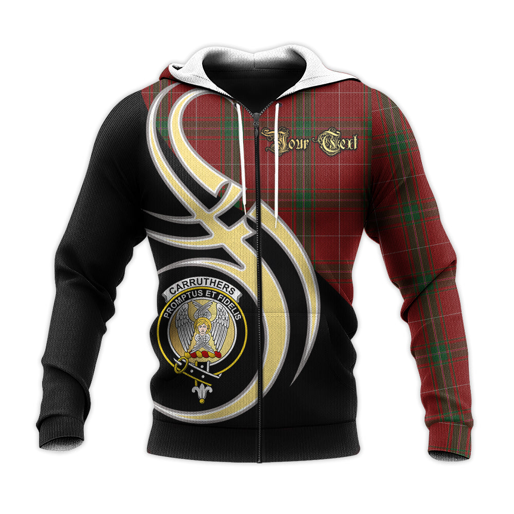 Printivon Carruthers Clan Believe In Me Crest Tartan Knitted Hoodie Custom Your Text