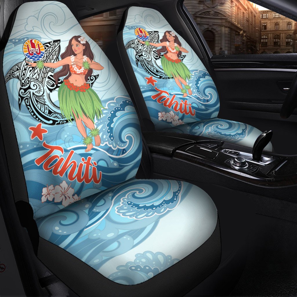 French Polynesia Car Seat Cover Polynesian Girls With Shark