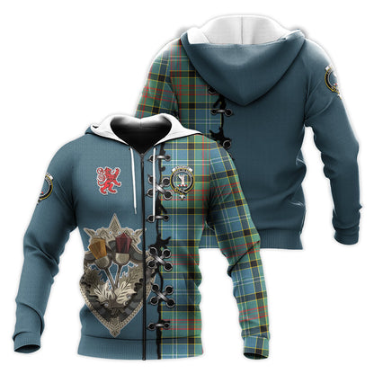 Printivon Cathcart Tartan Hoodie Lion Rampant And Celtic Thistle Style
