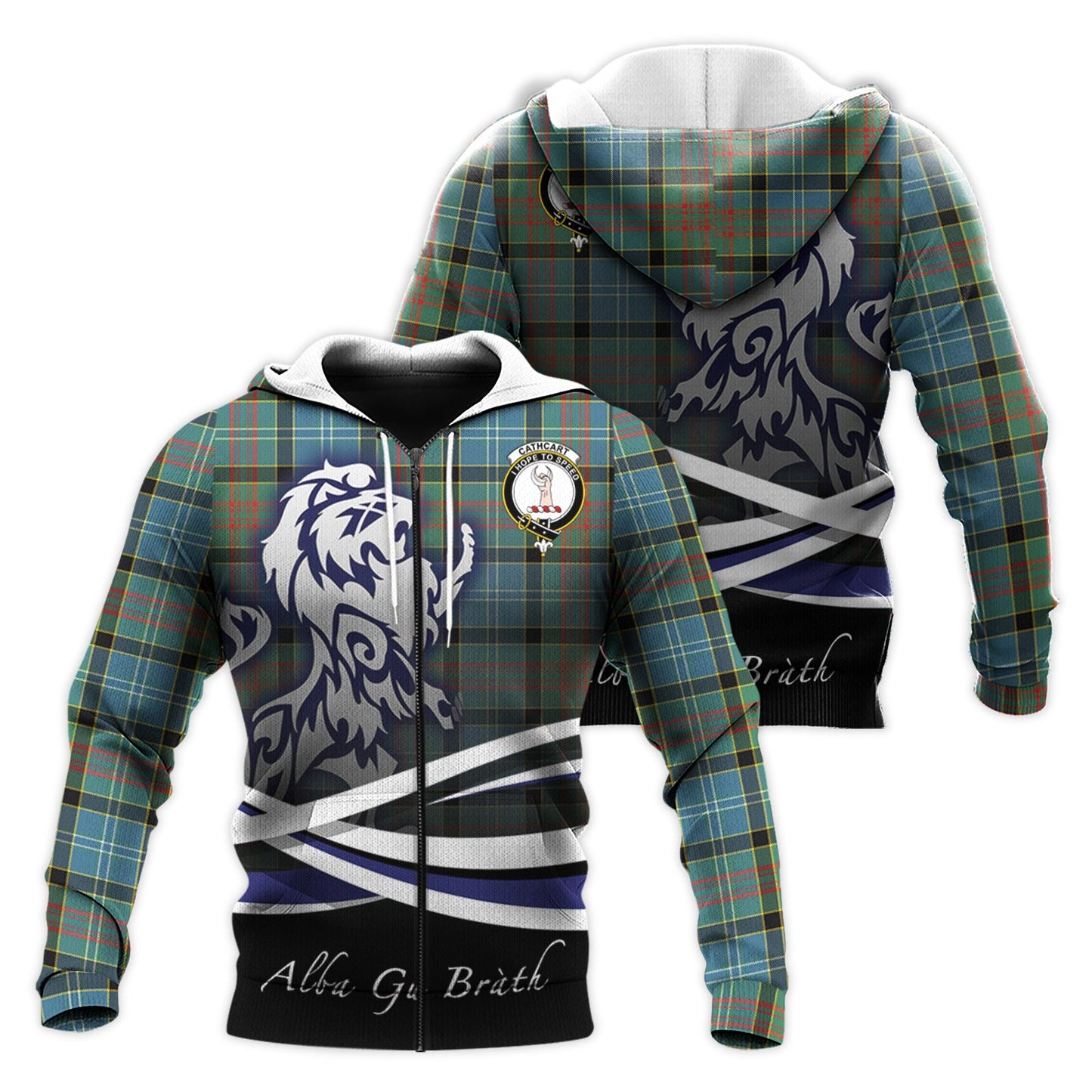 Printivon Cathcart Tartan Scottish Lion Hoodie