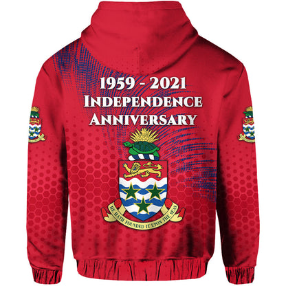 Cayman Islands Zip Hoodie Coat Of Arms Independence Anniversary Simple Style Red