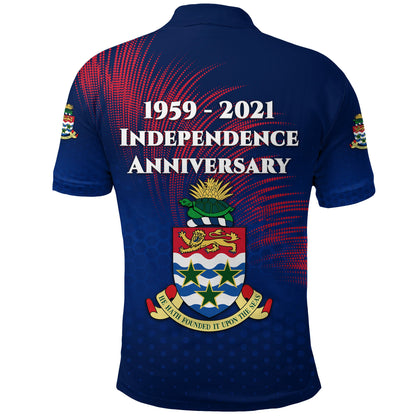Cayman Islands Polo Shirt Coat Of Arms Independence Anniversary Simple Style - Blue