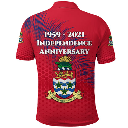 Cayman Islands Polo Shirt Coat Of Arms Independence Anniversary Simple Style - Red