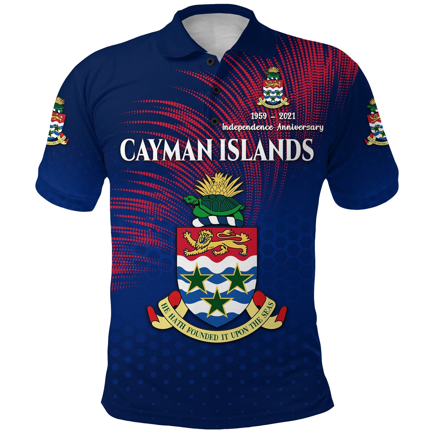 Cayman Islands Polo Shirt Coat Of Arms Independence Anniversary Simple Style - Blue