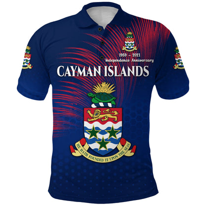 Cayman Islands Polo Shirt Coat Of Arms Independence Anniversary Simple Style - Blue