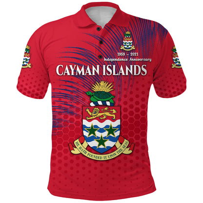 Cayman Islands Polo Shirt Coat Of Arms Independence Anniversary Simple Style - Red