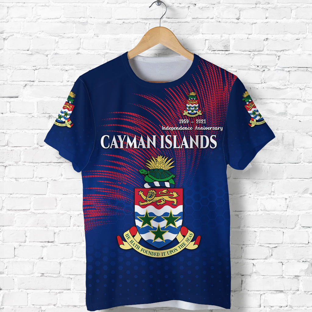 Cayman Islands T Shirt Coat Of Arms Independence Anniversary Simple Style Blue