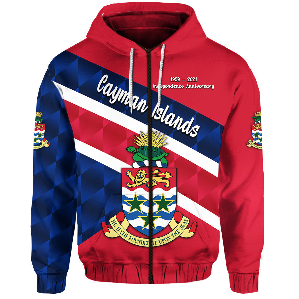 Cayman Islands Zip Hoodie Coat Of Arms Independence Anniversary Sporty Style