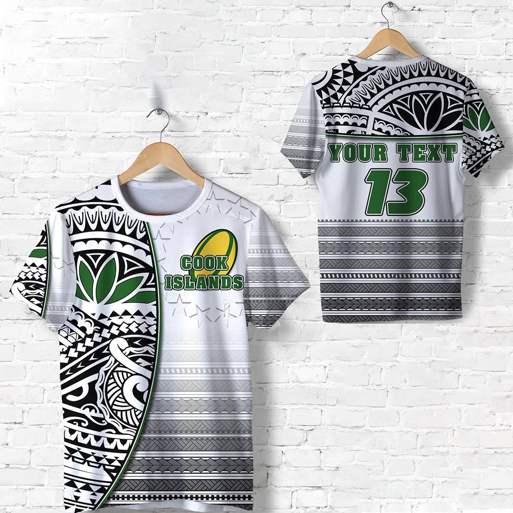 (Custom Personalised) Cook Islands Rugby T Shirt Impressive Version Black Custom Text and Number