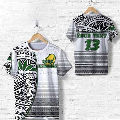 (Custom Personalised) Cook Islands Rugby T Shirt Impressive Version Black Custom Text and Number