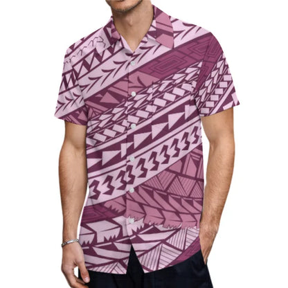 Polynesian Tribal Pattern Matching Outfit For Couple Puletasi Dress Man Shirt Party Set