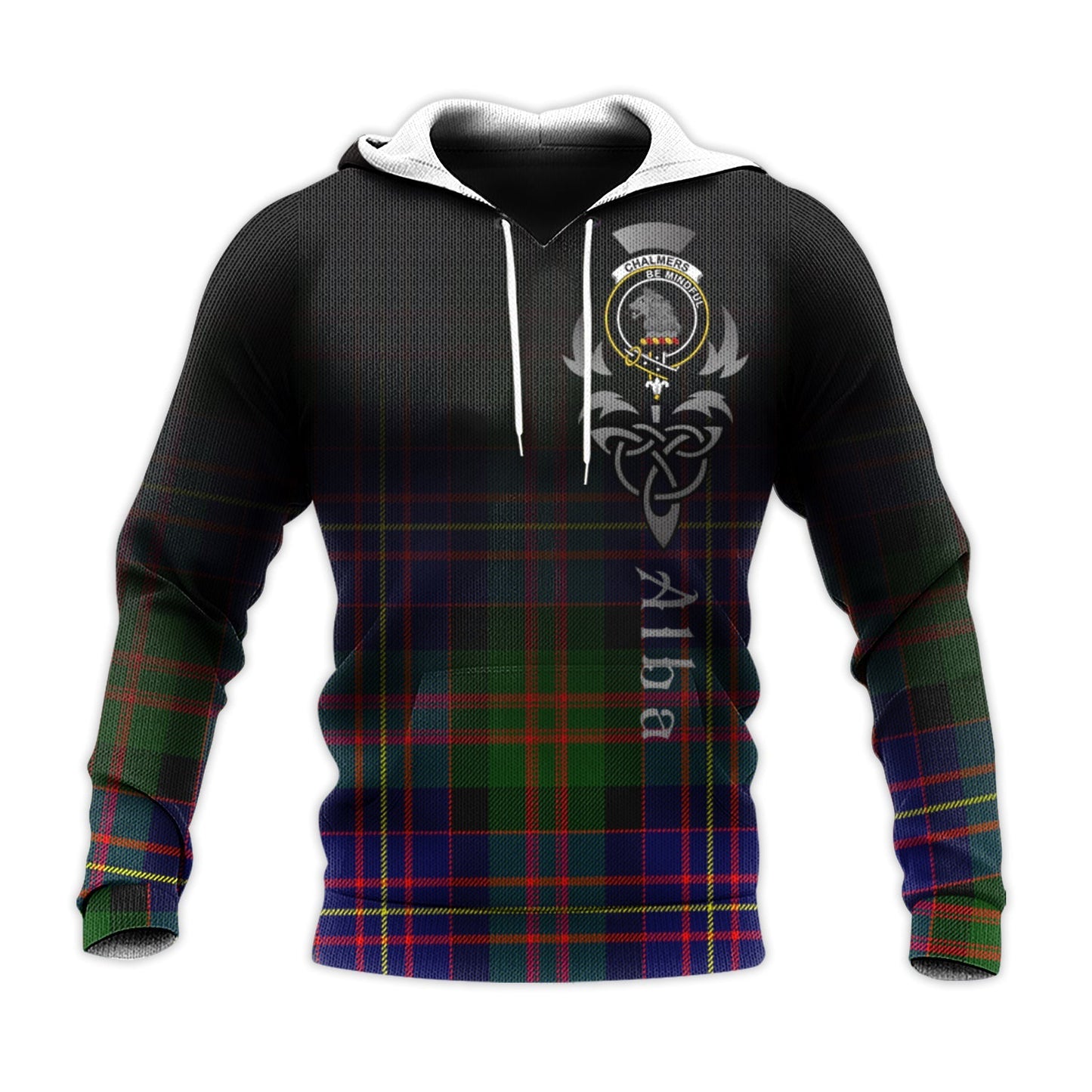 Printivon Chalmers Modern Tartan Crest Alba Celtic Hoodie