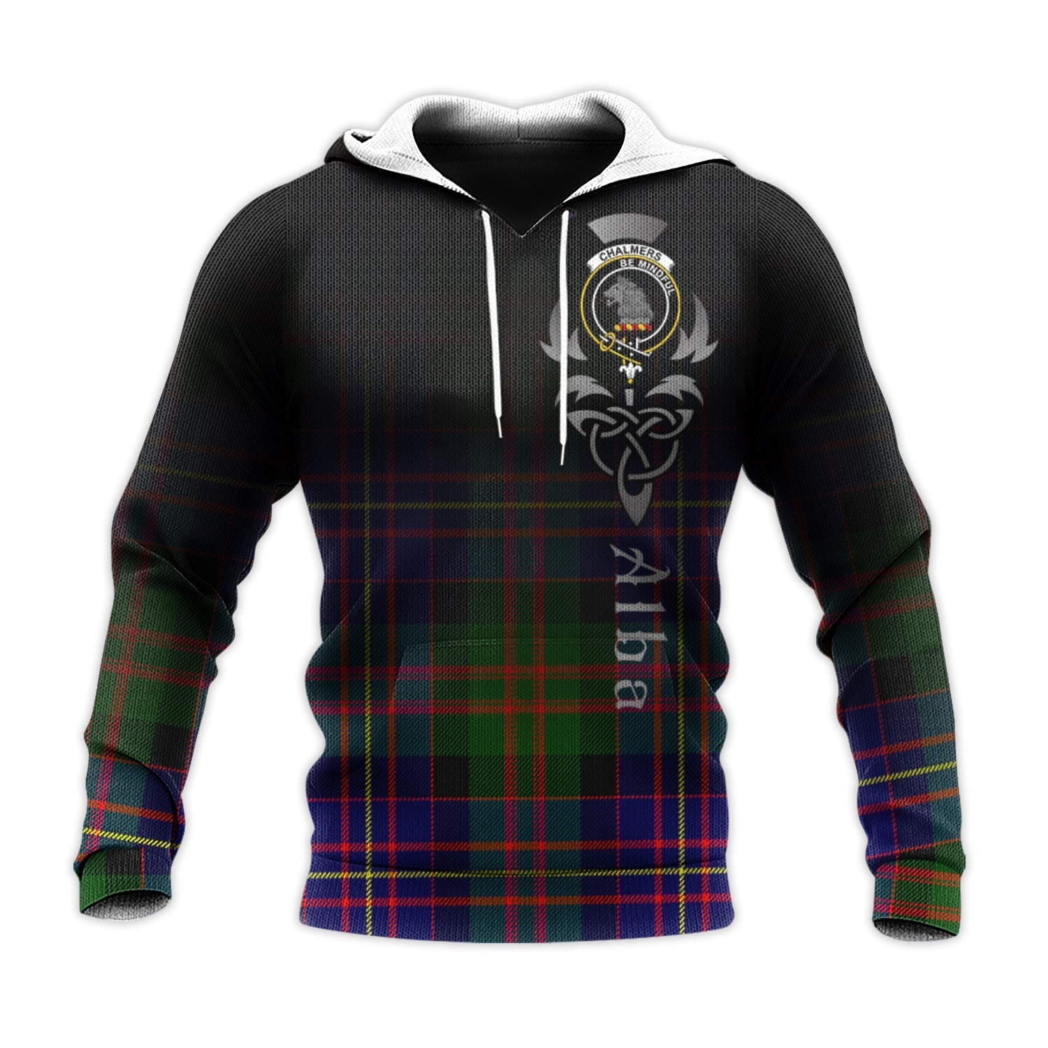 Printivon Chalmers Modern Tartan Crest Alba Celtic Hoodie
