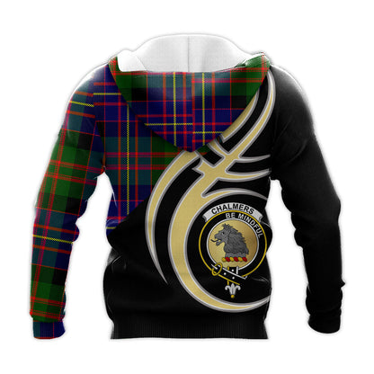 Printivon Chalmers Modern Clan Believe In Me Crest Tartan Knitted Hoodie Custom Your Text