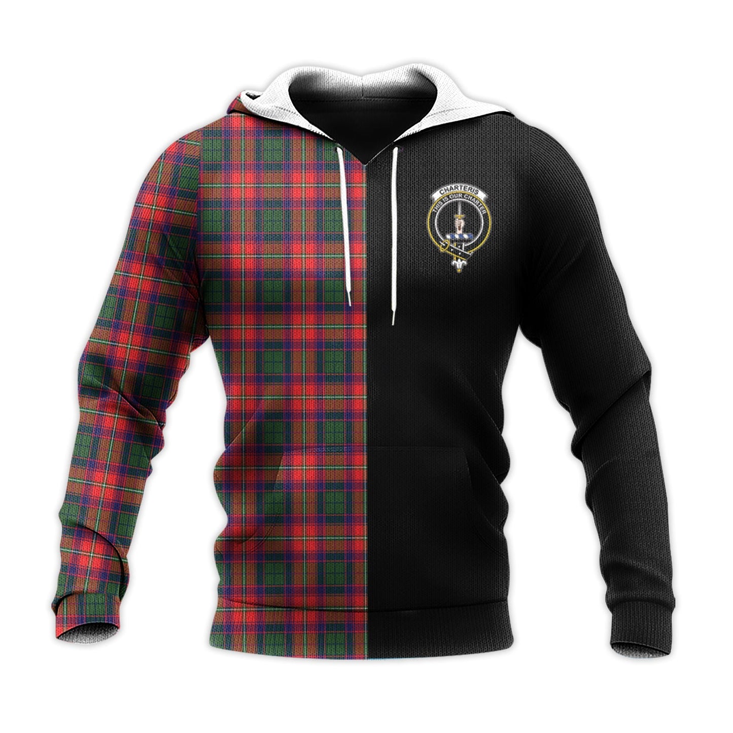 Printivon Charteris Tartan Personalize Half Hoodie