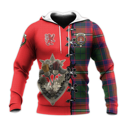 Printivon Charteris Tartan Hoodie Lion Rampant And Celtic Thistle Style