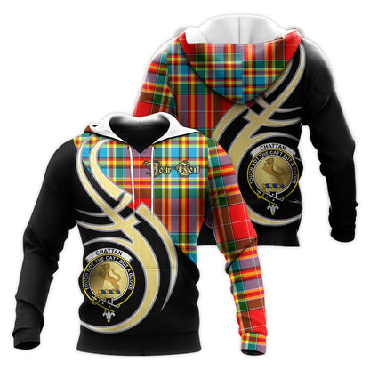 Printivon Chattan Clan Believe In Me Crest Tartan Knitted Hoodie Custom Your Text