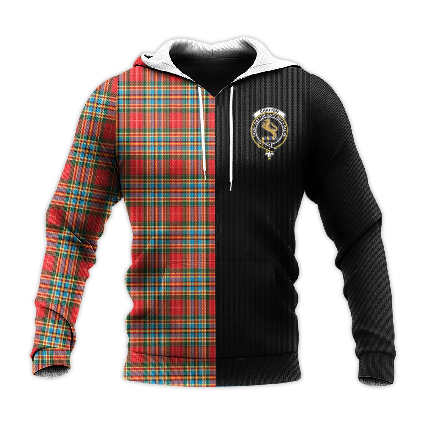 Printivon Chattan Tartan Personalize Half Hoodie