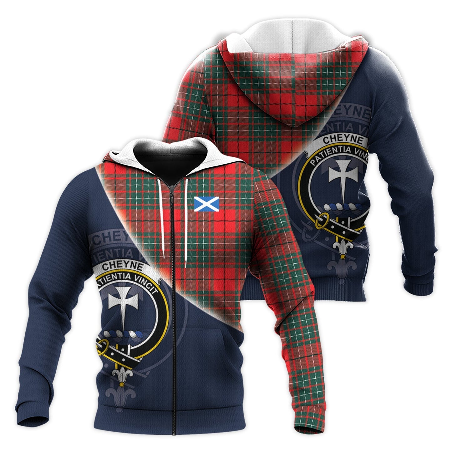 Printivon Cheyne Tartan Scottish Crest Hoodie