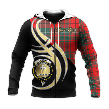 Printivon Cheyne Clan Believe In Me Crest Tartan Knitted Hoodie Custom Your Text