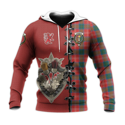 Printivon Chisholm Ancient Tartan Hoodie Lion Rampant And Celtic Thistle Style
