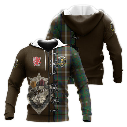 Printivon Chisholm Hunting Tartan Hoodie Lion Rampant And Celtic Thistle Style