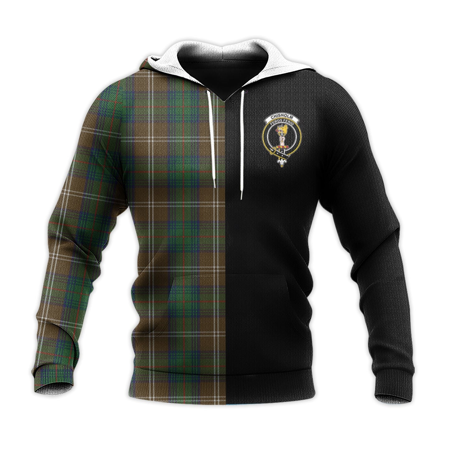 Printivon Chisholm Hunting Tartan Personalize Half Hoodie