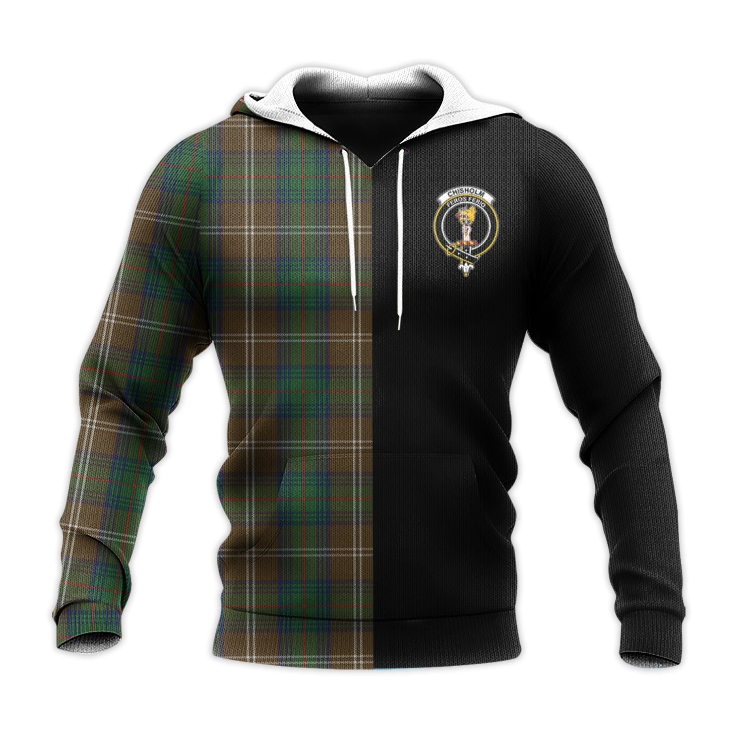 Printivon Chisholm Hunting Tartan Personalize Half Hoodie
